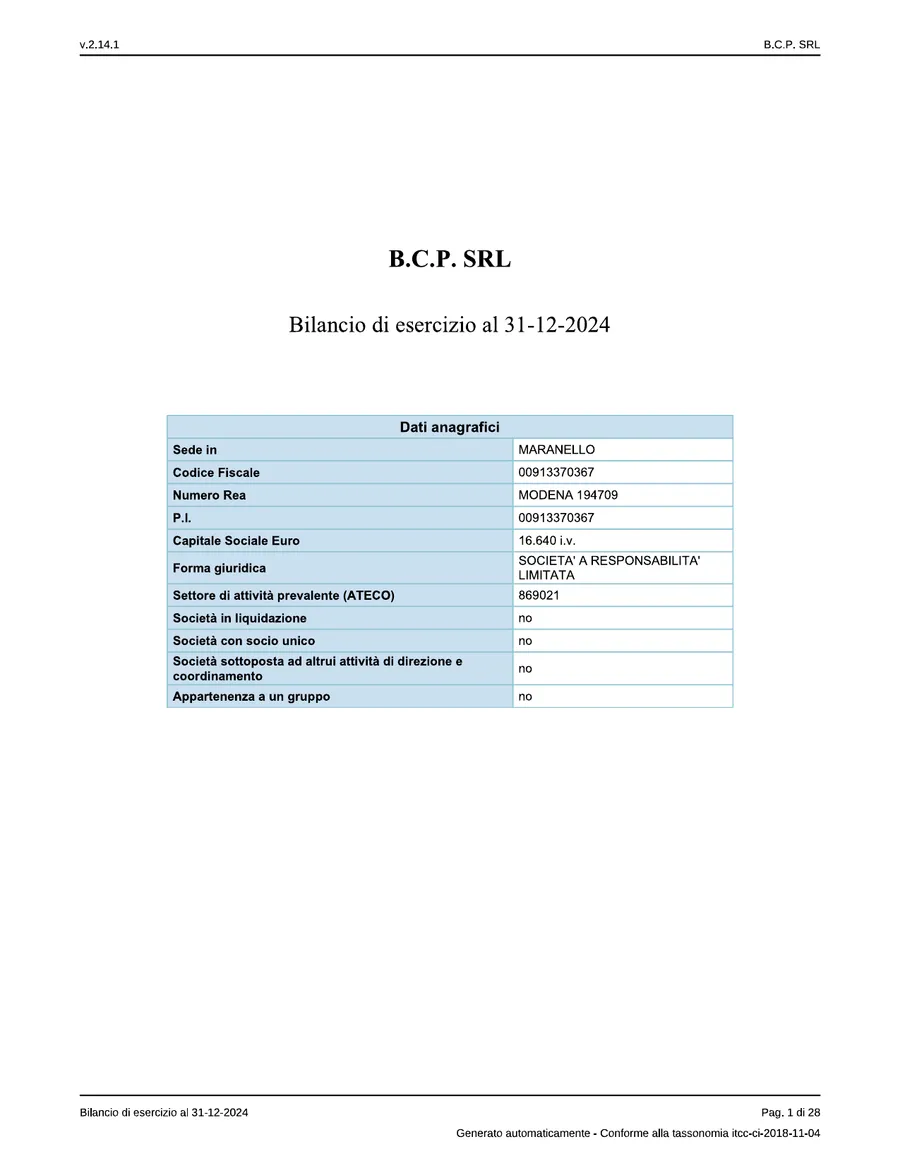 Bilancio — pagina 1 di 28